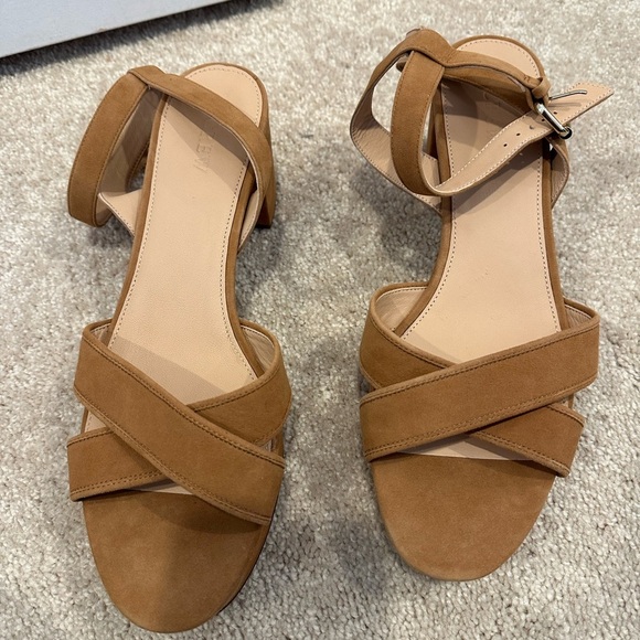 J. Crew Criss-cross tan suede platform heels 11 - Picture 3 of 4